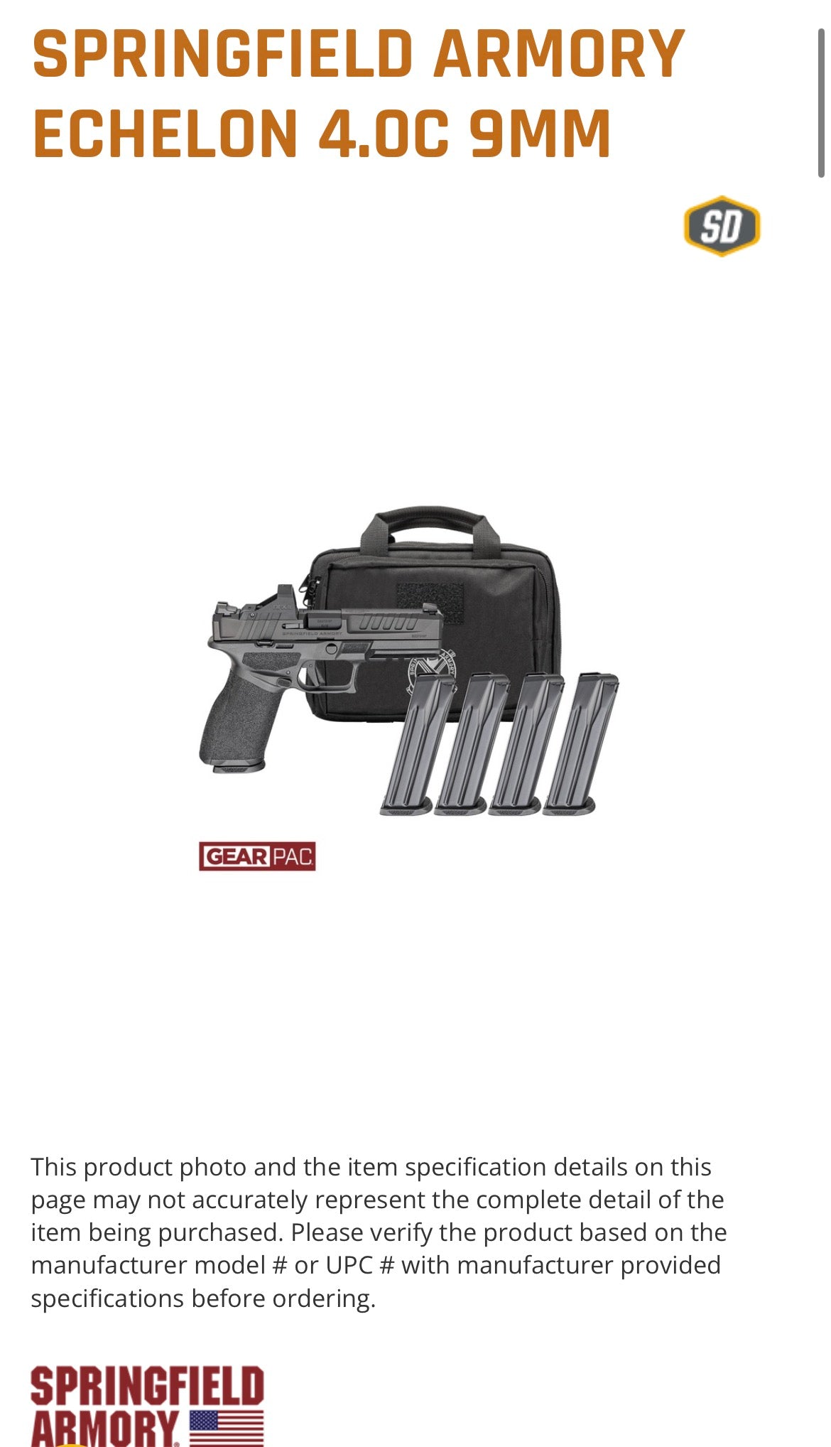 ECHELON 9MM BLK 4" 10+1 GP
EC9409BLC-PAC | GEAR PACK