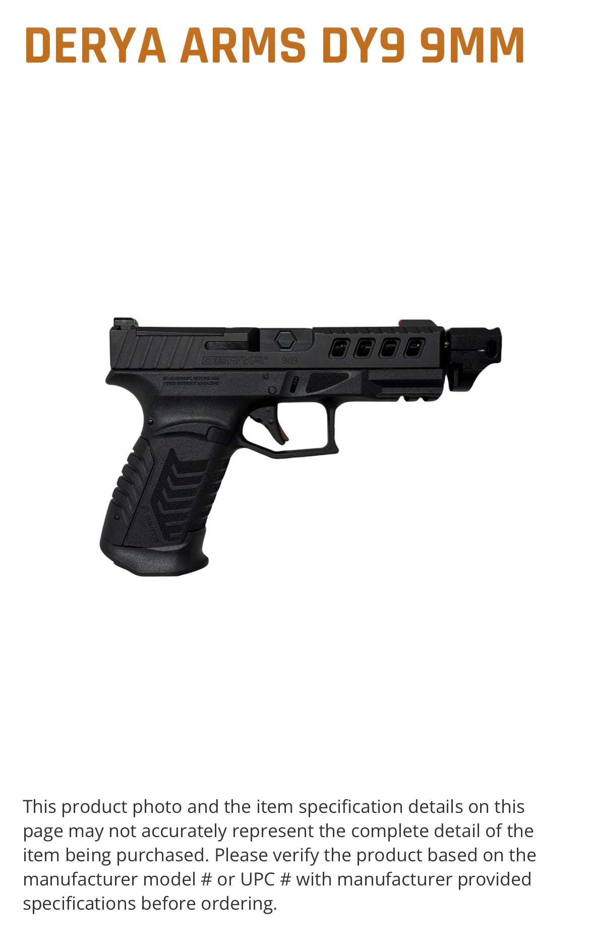 Derya DY9 COMP 9MM BLK 15+1 OR TR
OPTIC-READY SLIDE