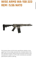 Wise WA-15B 5.56MM TUN 10.5" SBA3
10.5-556-SBA3-TUNG
223 Rem | 5.56 NATO