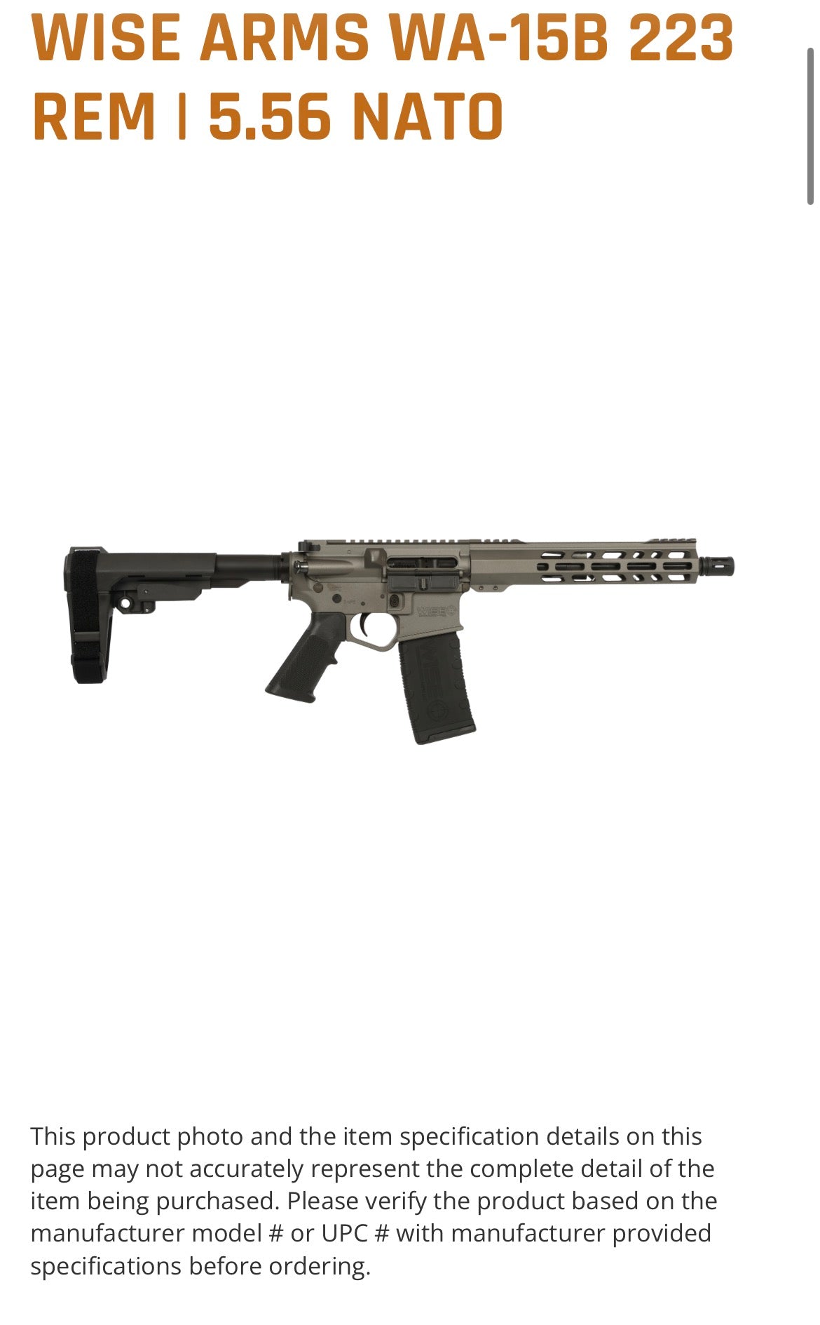 Wise WA-15B 5.56MM TUN 10.5" SBA3
10.5-556-SBA3-TUNG
223 Rem | 5.56 NATO